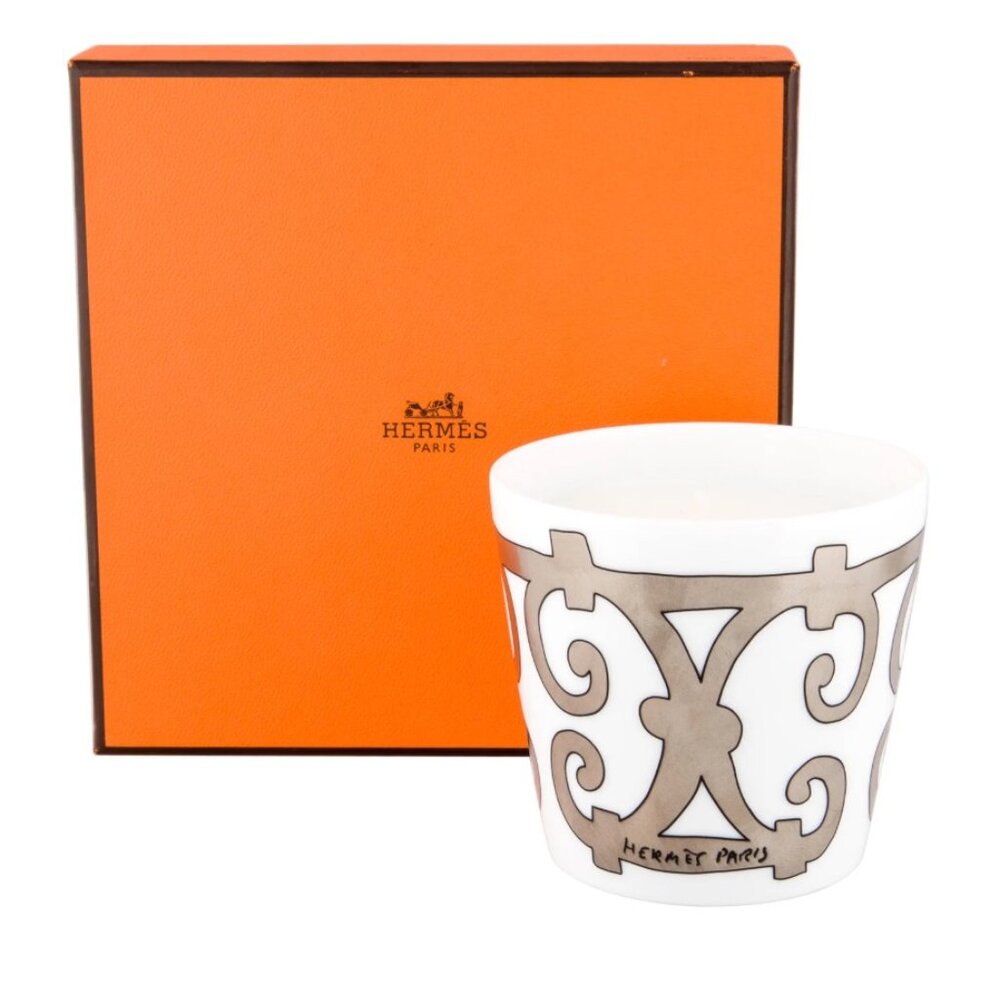 Hermès Balcon du Guadalquivir Platinum Candle Tumbler Lot of 2 *MSRP $510+tax